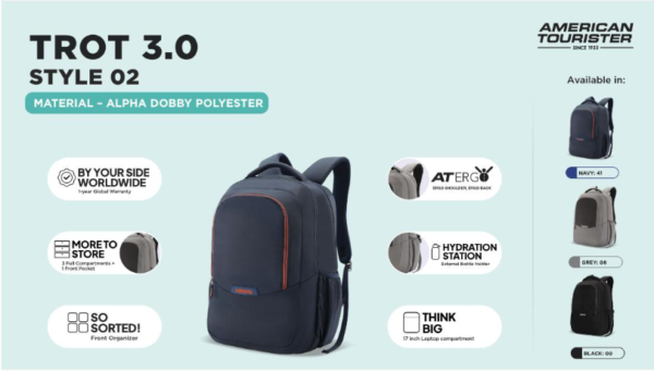 American Tourister Trot 3.0 Alpha Dobby Polyester Backpack