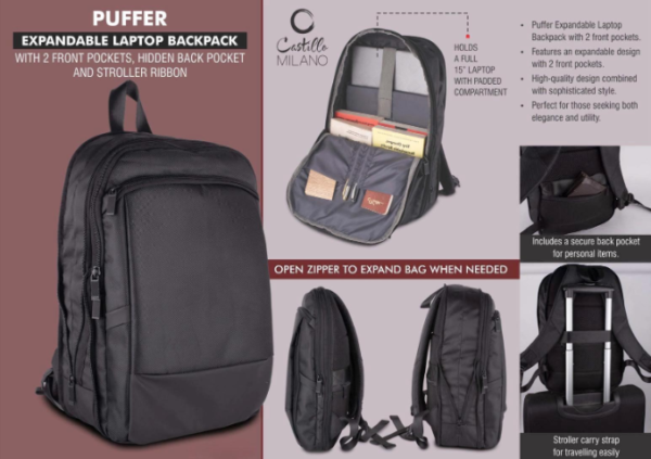 Puffer: Expandable laptop backpack Bag